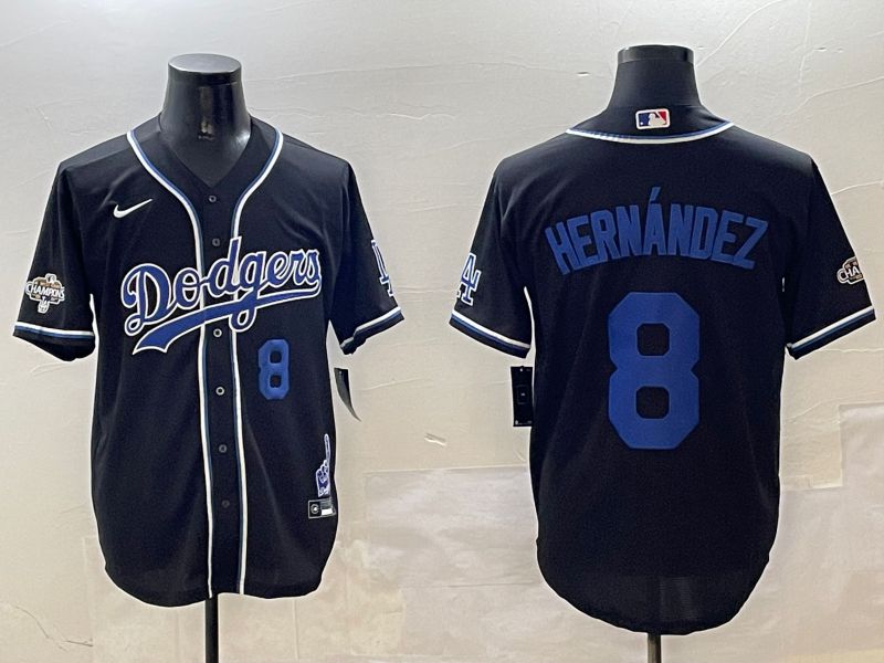 Men Los Angeles Dodgers #8 Hernandez Black Fashion Game 2025 Nike MLB Jersey style 3067->los angeles dodgers->MLB Jersey
